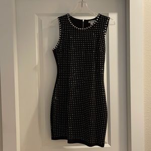 Beaded Short Dress - Esley Size S (4). Black with silver Beading.